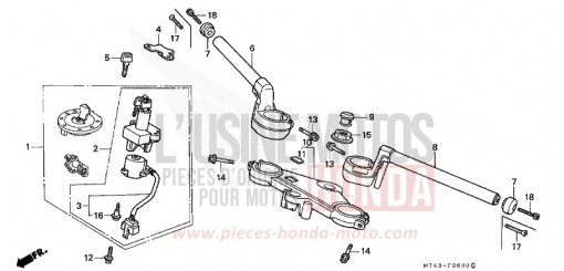 HANDLE PIPE/TOP BRIDGE VFR750FN de 1992